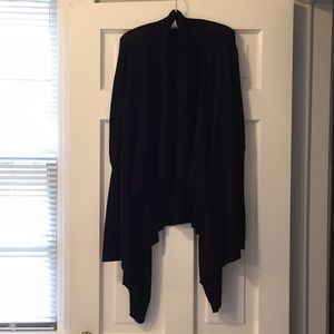 Matte M black drape front wrap cardigan